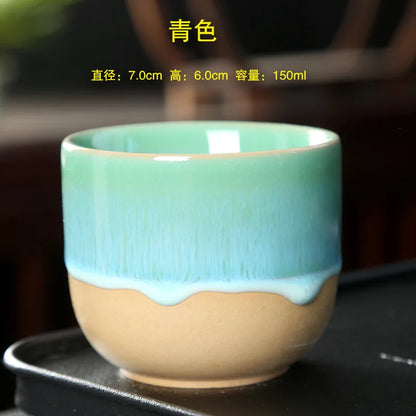 1PCS Ceramic Tea Cup Kiln Change China Porcelain Kung Fu Cups Pottery Drinkware Tableware Water Mug For Gift Wholesale