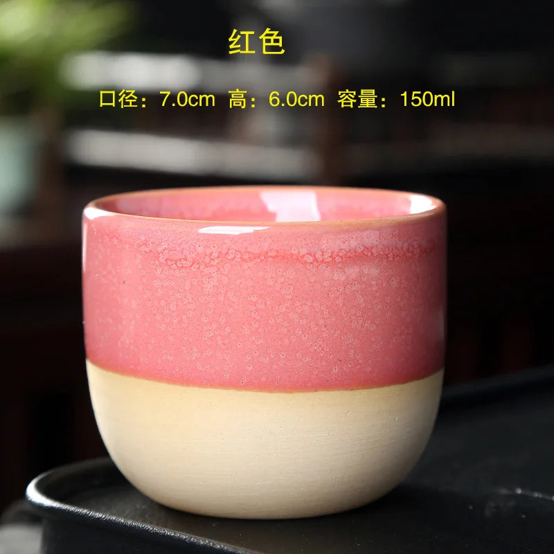 1PCS Ceramic Tea Cup Kiln Change China Porcelain Kung Fu Cups Pottery Drinkware Tableware Water Mug For Gift Wholesale