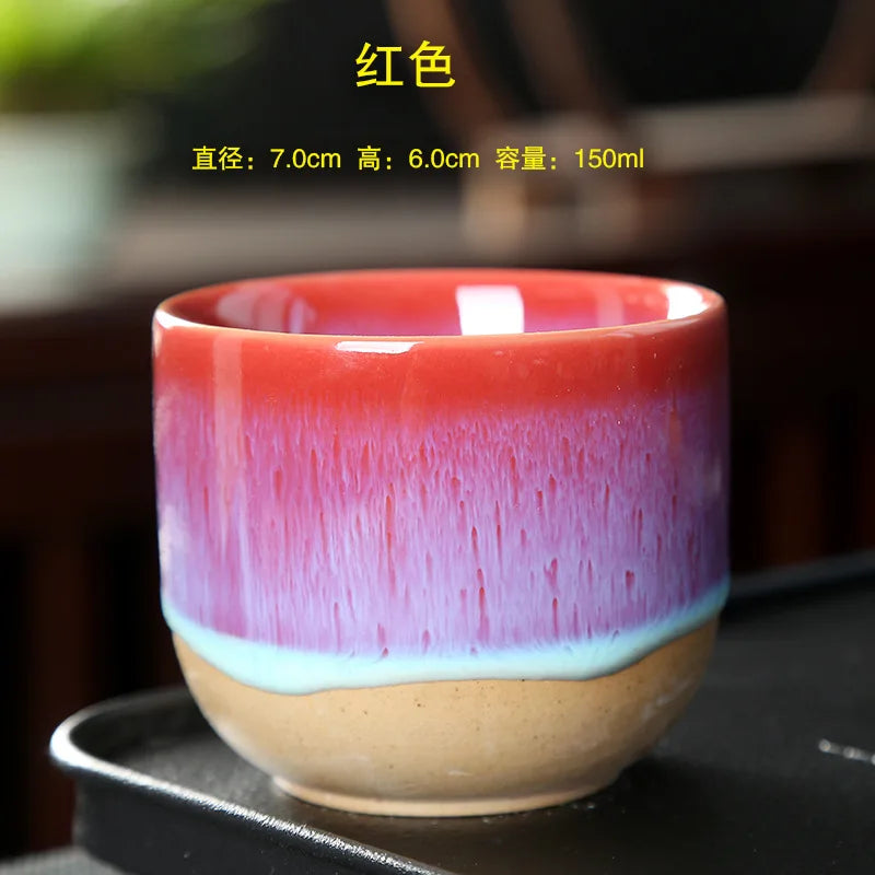 1PCS Ceramic Tea Cup Kiln Change China Porcelain Kung Fu Cups Pottery Drinkware Tableware Water Mug For Gift Wholesale