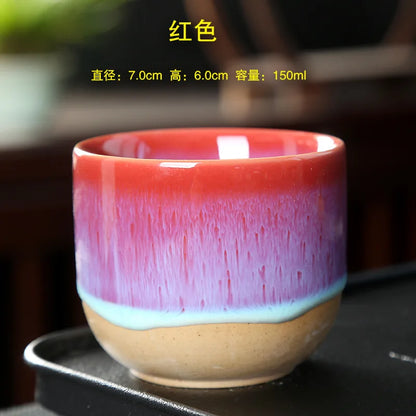 1PCS Ceramic Tea Cup Kiln Change China Porcelain Kung Fu Cups Pottery Drinkware Tableware Water Mug For Gift Wholesale