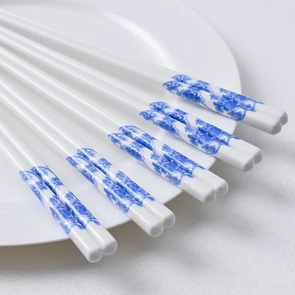 1Pair Blue and White Ceramic Japanese Style Chopsticks Bone Porcelain Long Sushi  Household Chopsticks