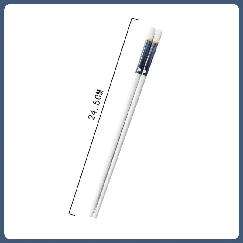 1Pair Blue and White Ceramic Japanese Style Chopsticks Bone Porcelain Long Sushi  Household Chopsticks
