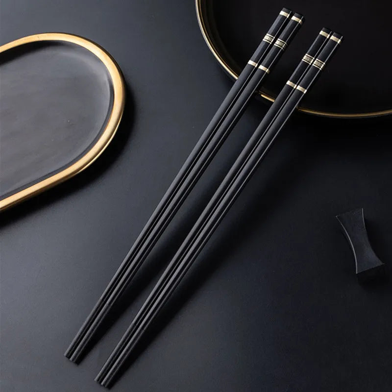 1Pairs Reusable Japanese Chinese Chopsticks Food Sushi Sticks Reusable Chopsticks Set Metal Alloy Tableware Family Chopstick