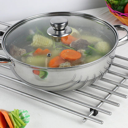 1Pc 28cm Multifunctional Steam Pot Double Layers Stockpot Stainless Steel Steamer Cooking Boiler Silver