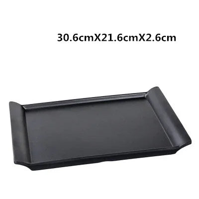 1Pc Black Matte Fan-shaped Melamine Plate Tableware Western Steak Salad Dessert Cake Sushi Snack Tea Tray Storage Plate