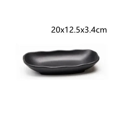 1Pc Black Matte Fan-shaped Melamine Plate Tableware Western Steak Salad Dessert Cake Sushi Snack Tea Tray Storage Plate