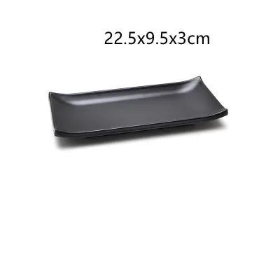 1Pc Black Matte Fan-shaped Melamine Plate Tableware Western Steak Salad Dessert Cake Sushi Snack Tea Tray Storage Plate