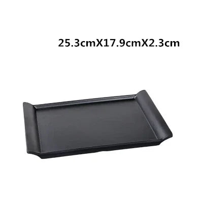 1Pc Black Matte Fan-shaped Melamine Plate Tableware Western Steak Salad Dessert Cake Sushi Snack Tea Tray Storage Plate