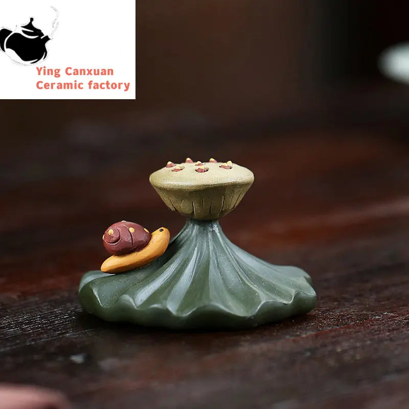 1Pcs Creative Purple Clay Tea Pet Ornaments Teapot Lid Holder Household Tea Tray Decorations Tradition Tea Set Handmade Crafts