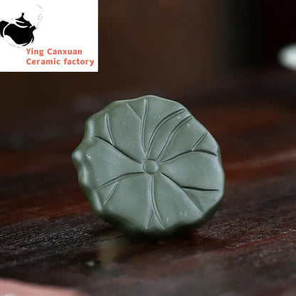 1Pcs Creative Purple Clay Tea Pet Ornaments Teapot Lid Holder Household Tea Tray Decorations Tradition Tea Set Handmade Crafts