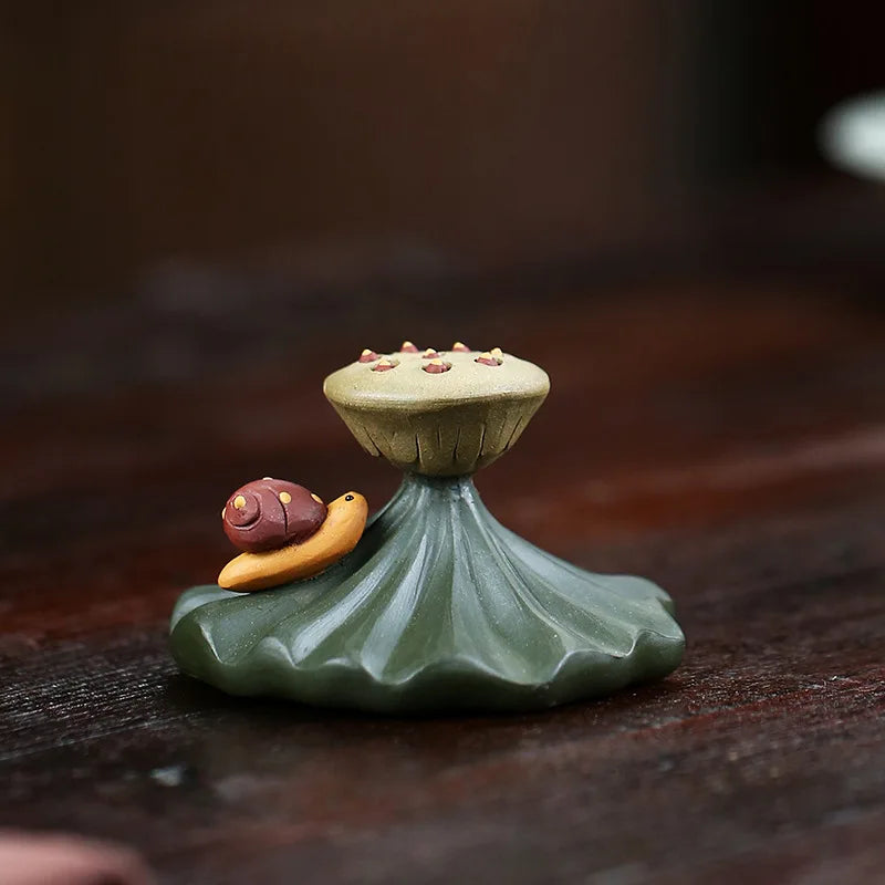 1Pcs Creative Purple Clay Tea Pet Ornaments Teapot Lid Holder Household Tea Tray Decorations Tradition Tea Set Handmade Crafts