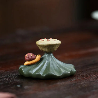 1Pcs Creative Purple Clay Tea Pet Ornaments Teapot Lid Holder Household Tea Tray Decorations Tradition Tea Set Handmade Crafts