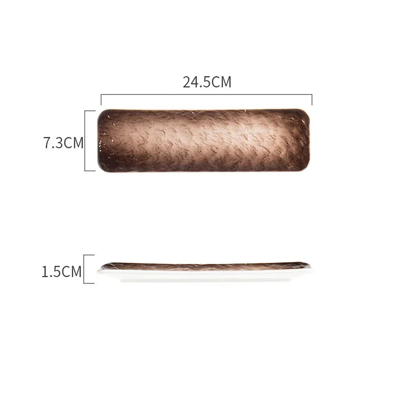 1Pcs Creative Stone Strip Rectangular Ceramic Plate Western Steak Salad Dessert Cake Sushi Home Kitchen Storage Decorative Plate