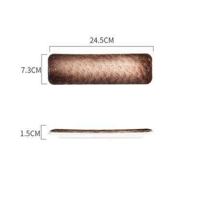 1Pcs Creative Stone Strip Rectangular Ceramic Plate Western Steak Salad Dessert Cake Sushi Home Kitchen Storage Decorative Plate
