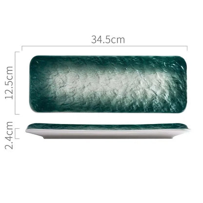 1Pcs Creative Stone Strip Rectangular Ceramic Plate Western Steak Salad Dessert Cake Sushi Home Kitchen Storage Decorative Plate