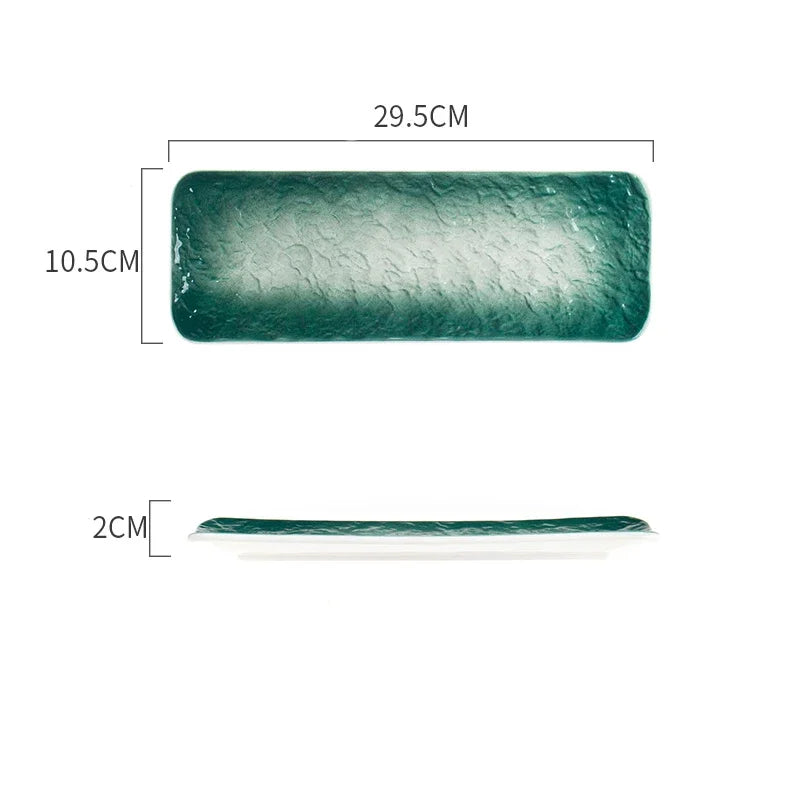 1Pcs Creative Stone Strip Rectangular Ceramic Plate Western Steak Salad Dessert Cake Sushi Home Kitchen Storage Decorative Plate