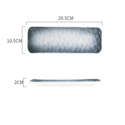 1Pcs Creative Stone Strip Rectangular Ceramic Plate Western Steak Salad Dessert Cake Sushi Home Kitchen Storage Decorative Plate