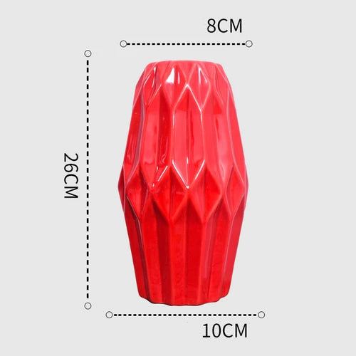 1Pcs Red drum ceramic vase home wedding festive decoration modern simple living room flower storage decorative ornaments