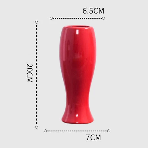 1Pcs Red drum ceramic vase home wedding festive decoration modern simple living room flower storage decorative ornaments