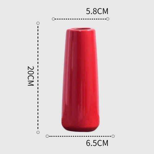 1Pcs Red drum ceramic vase home wedding festive decoration modern simple living room flower storage decorative ornaments