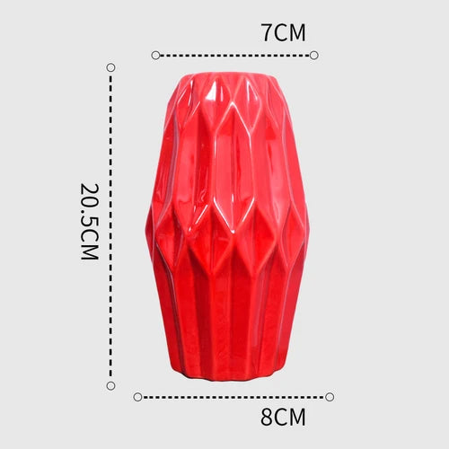 1Pcs Red drum ceramic vase home wedding festive decoration modern simple living room flower storage decorative ornaments
