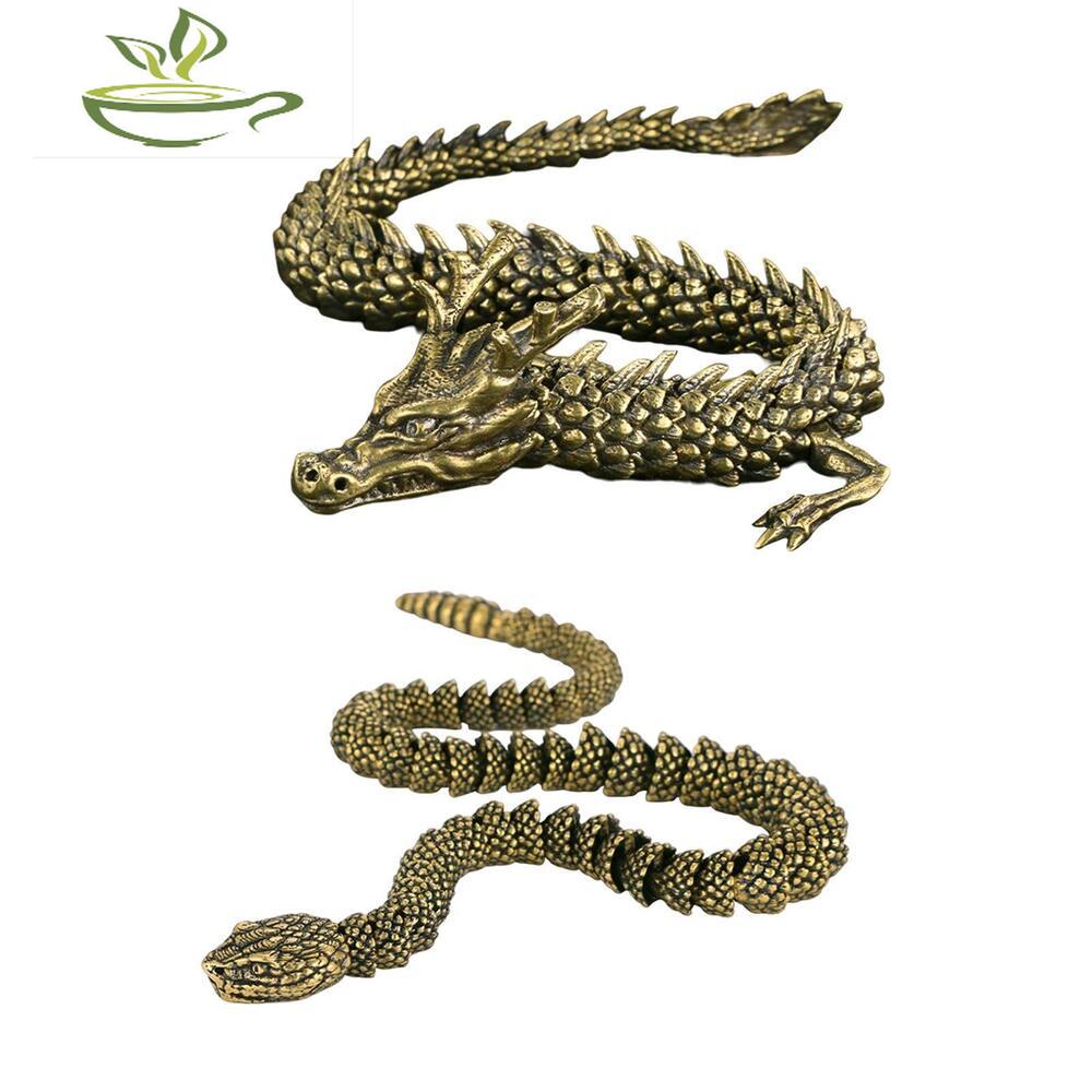 Brass Snake/Dragon Statue Collectible Gifts Decoration Figurine for Bookcase
