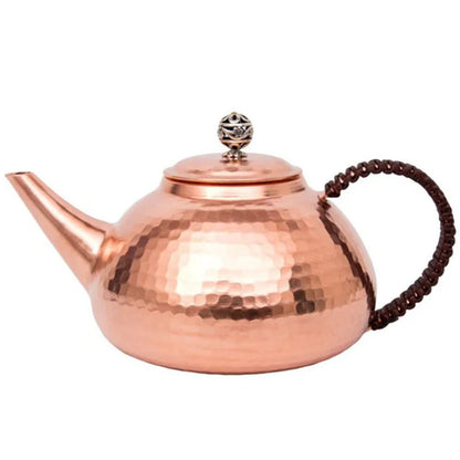 1l Side Handle Teapot Vintage Purple Copper Pot Chinese Large Hot Water Kettle Metal Burn Kettle Household Items Infuser Teapot