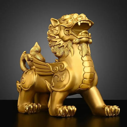 1pair Fengshui Pure Copper Brass Male and Female Flying Brave Living Room Living Wine Cabinet Desktop Decor Store Gifts