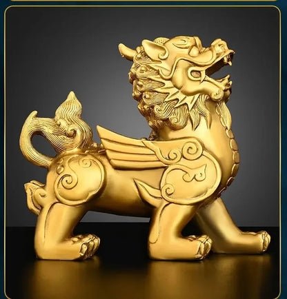 1pair Fengshui Pure Copper Brass Male and Female Flying Brave Living Room Living Wine Cabinet Desktop Decor Store Gifts