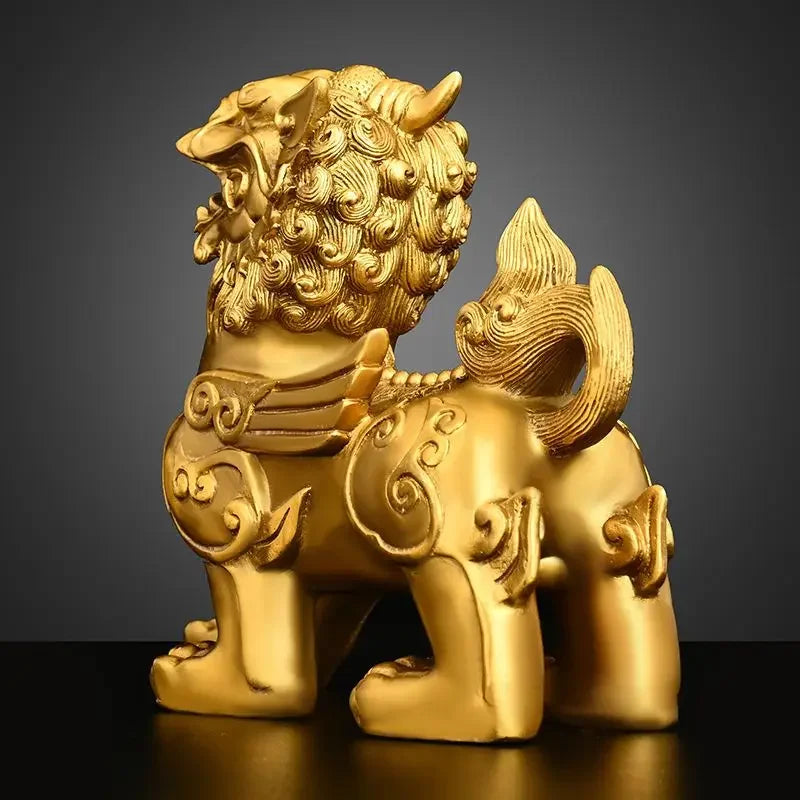 1pair Fengshui Pure Copper Brass Male and Female Flying Brave Living Room Living Wine Cabinet Desktop Decor Store Gifts