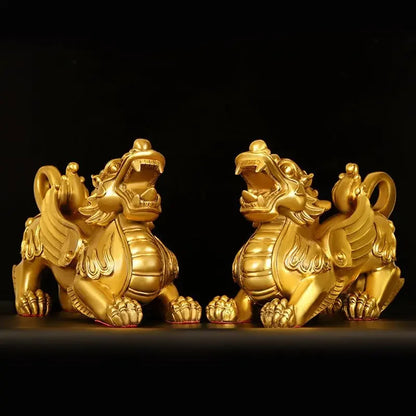 1pair Pure Copper Bravery Pixiu Ornaments Brass Bully Male and Female Home Living Room Sculpture Store Opening Gift