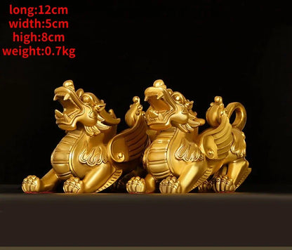 1pair Pure Copper Bravery Pixiu Ornaments Brass Bully Male and Female Home Living Room Sculpture Store Opening Gift