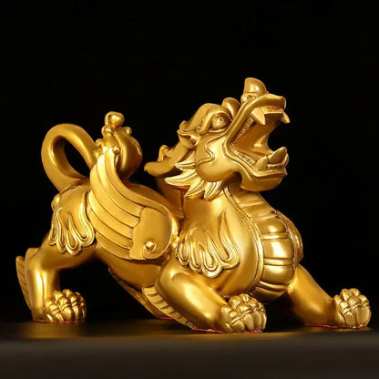 1pair Pure Copper Bravery Pixiu Ornaments Brass Bully Male and Female Home Living Room Sculpture Store Opening Gift