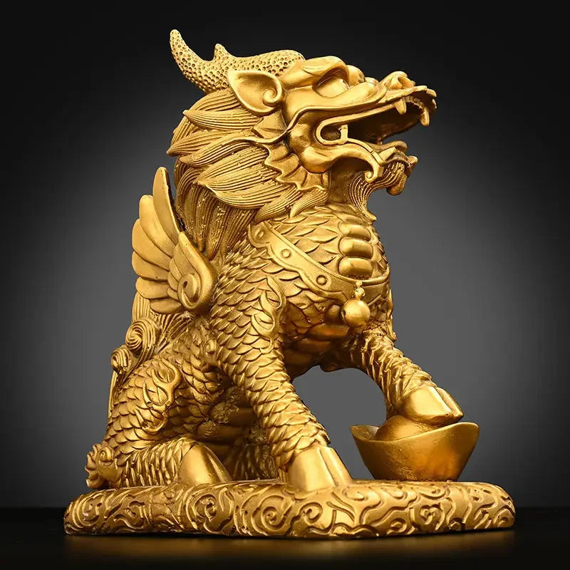1pair Pure Copper Unicorn Fortune Ornaments Male and Female Auspicious Home Study Office Making Decorations
