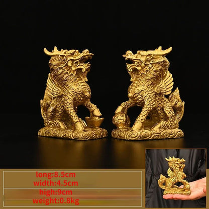 1pair Pure Copper Unicorn Fortune Ornaments Male and Female Auspicious Home Study Office Making Decorations
