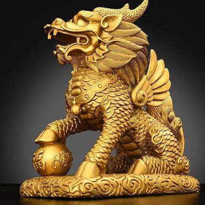 1pair Pure Copper Unicorn Fortune Ornaments Male and Female Auspicious Home Study Office Making Decorations
