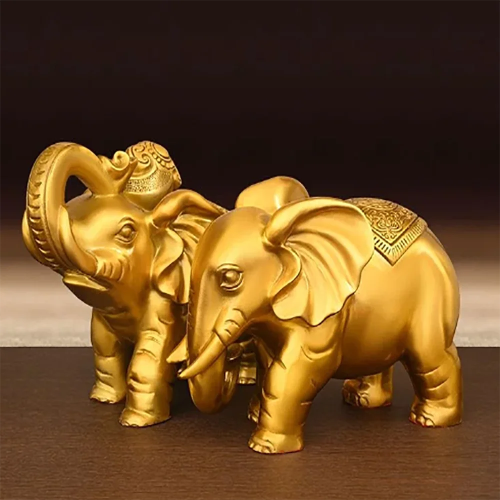 1pairs Copper Elephant Ornaments Auspicious Living Room Wine Cabinet Decor Home Store Crafts Gifts