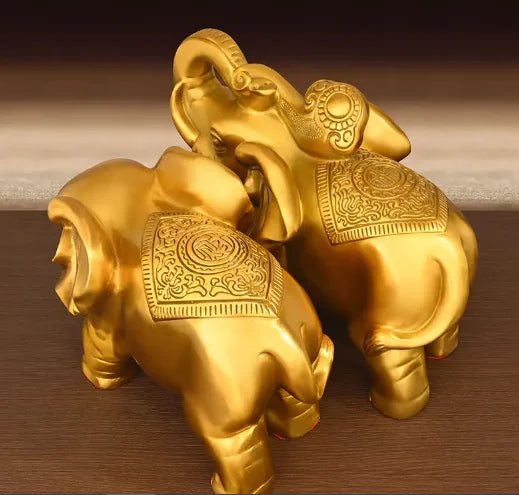 1pairs Copper Elephant Ornaments Auspicious Living Room Wine Cabinet Decor Home Store Crafts Gifts