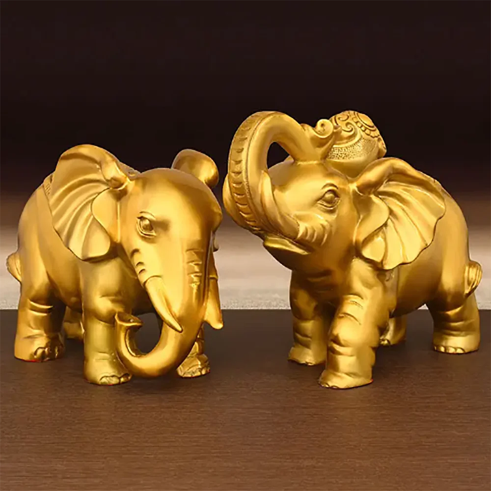 1pairs Copper Elephant Ornaments Auspicious Living Room Wine Cabinet Decor Home Store Crafts Gifts