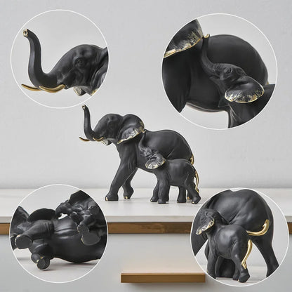 1pairs Creative Modern Decor Animal Resin Elephant Statues & Figurines Sculpture Living Room Table Ornaments Crafts