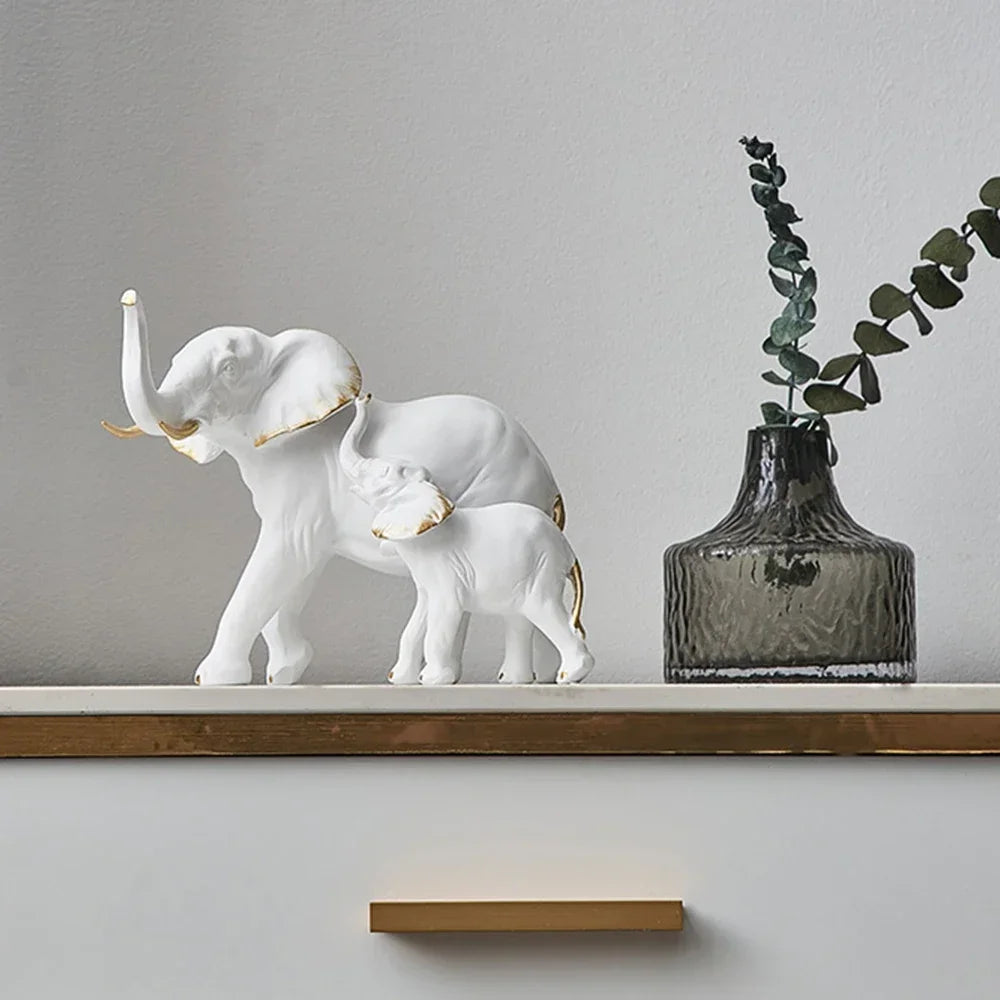 1pairs Creative Modern Decor Animal Resin Elephant Statues & Figurines Sculpture Living Room Table Ornaments Crafts