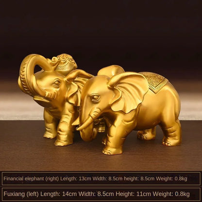 1pairs Pure Copper Elephant Ornaments Auspicious Wine Cabinet Living Room Decor Home Store Sculptures