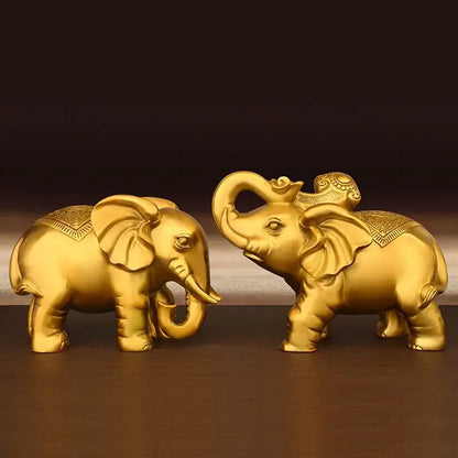1pairs Pure Copper Elephant Ornaments Auspicious Wine Cabinet Living Room Decor Home Store Sculptures