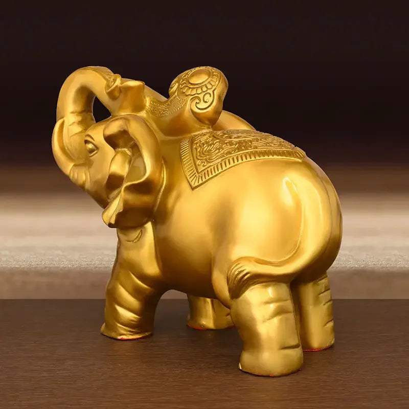 1pairs Pure Copper Elephant Ornaments Auspicious Wine Cabinet Living Room Decor Home Store Sculptures