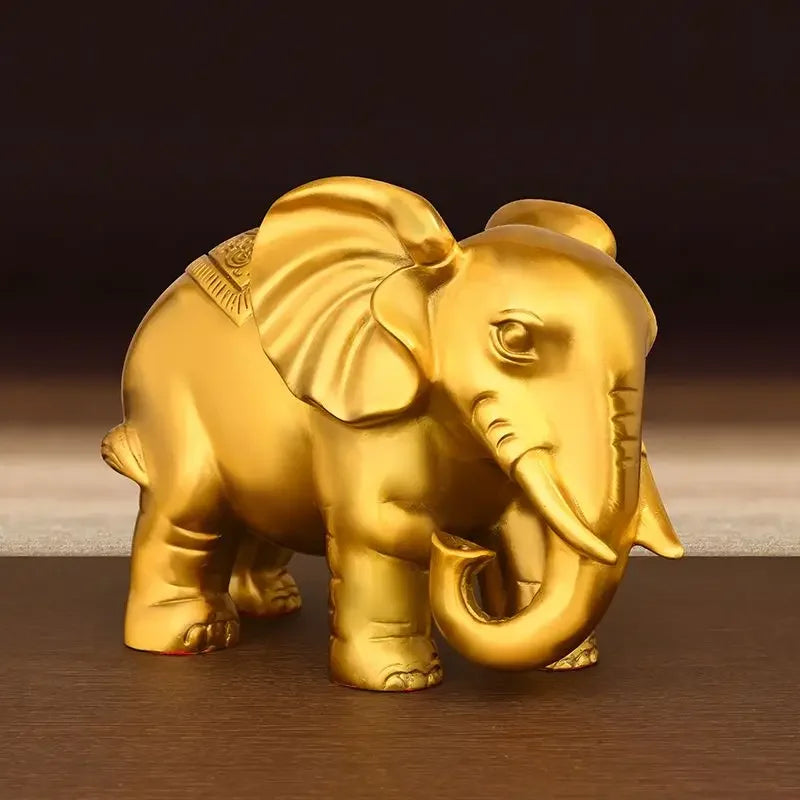 1pairs Pure Copper Elephant Ornaments Auspicious Wine Cabinet Living Room Decor Home Store Sculptures