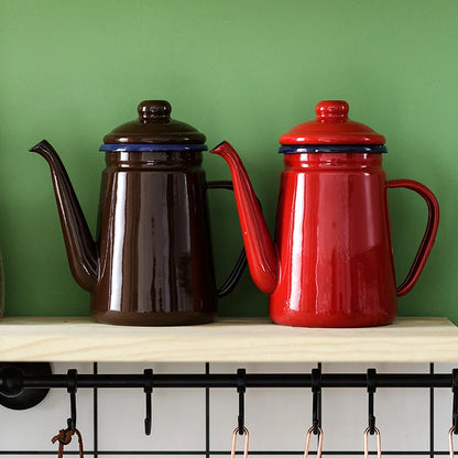 1pc 800ml Coffee Cooker Kettle Enamel pot Household hand coffee pot kitchen Boiling water Teapot Lard Coffee Kettle