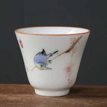 1pc Chinese Jingdezhen Handmade Porcelain Tea Cup Household Hand-painted Flower Teacup Ceramic Master Cup Personal Tea Sets