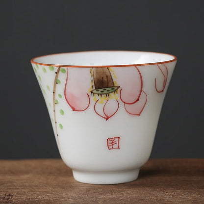 1pc Chinese Jingdezhen Handmade Porcelain Tea Cup Household Hand-painted Flower Teacup Ceramic Master Cup Personal Tea Sets