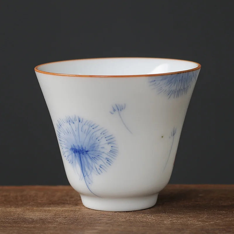 1pc Chinese Jingdezhen Handmade Porcelain Tea Cup Household Hand-painted Flower Teacup Ceramic Master Cup Personal Tea Sets