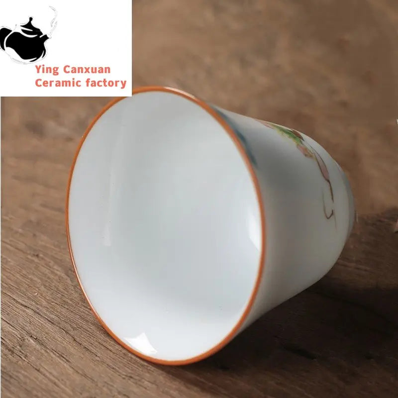 1pc Chinese Jingdezhen Handmade Porcelain Tea Cup Household Hand-painted Flower Teacup Ceramic Master Cup Personal Tea Sets